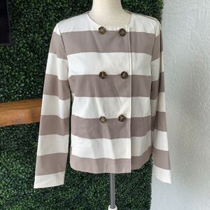 Jack by BB Dakota Striped White and Taupe Coat, size Medium, NWT!